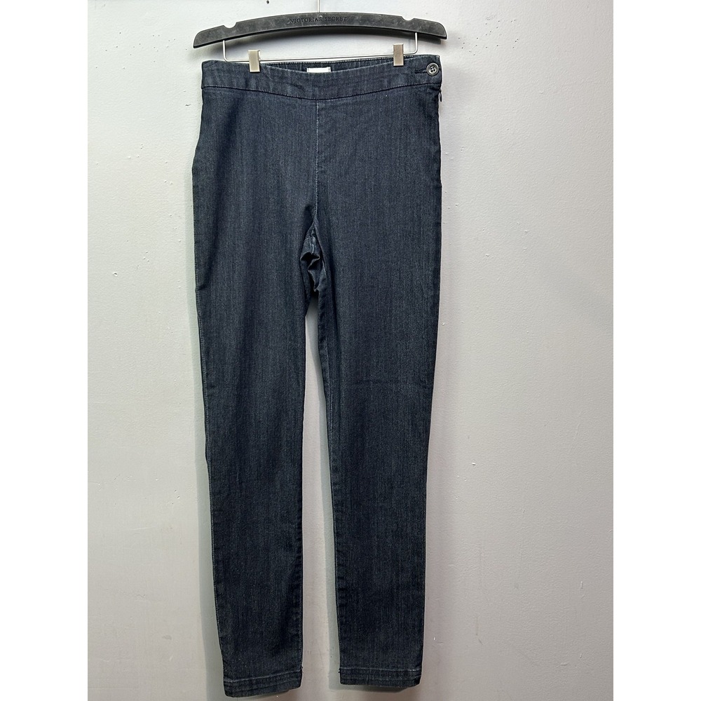 Chicos Pants Womens 0.5 Regular Blue‎ Denim Stretch Slim Fit Side Zip Casual